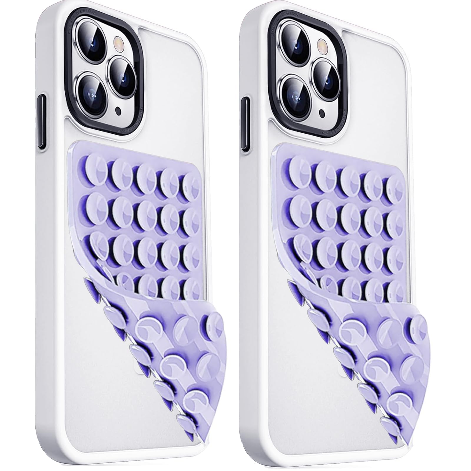 2 Pack Double Sided Silicone Suction Cup Phone Case Mount, Hands-Free Strong Grip Silicon Phone Holder for Selfies and Videos, Non Slip Phone Accessories (LightPink&Translucent)